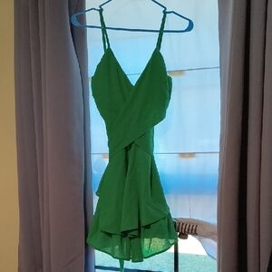 Elegant Green Sleeveless Dress Party Dress Spaghetti Straps